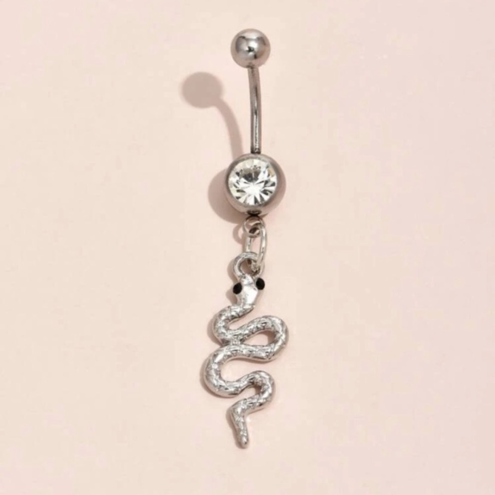 Snake rhinestone decor belly ring